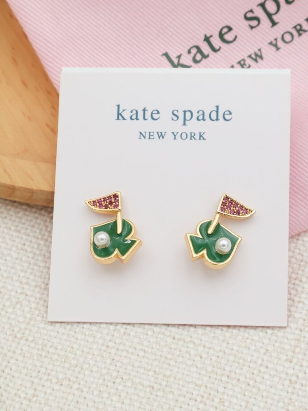 NEW Kate Spade Hole One Stud Earrings Gold Multi